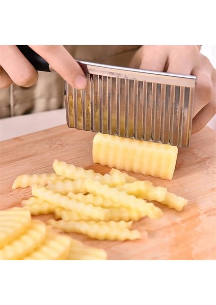Siyah Stil Çok Fonksiyonlu Patates Dalgalı Kenarlı Bıçak Paslanmaz Çelik Mutfak Gadget Sebze Meyve Kesme Soyucu Pişirme Fransız Fry Maker (Yurt Dışından) fırsatları