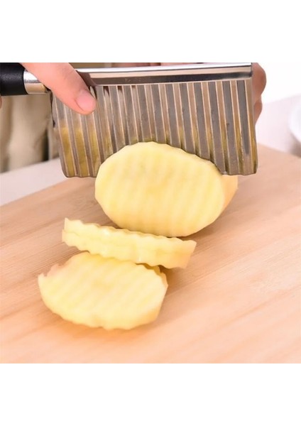 Siyah Stil Çok Fonksiyonlu Patates Dalgalı Kenarlı Bıçak Paslanmaz Çelik Mutfak Gadget Sebze Meyve Kesme Soyucu Pişirme Fransız Fry Maker (Yurt Dışından) indirimleri