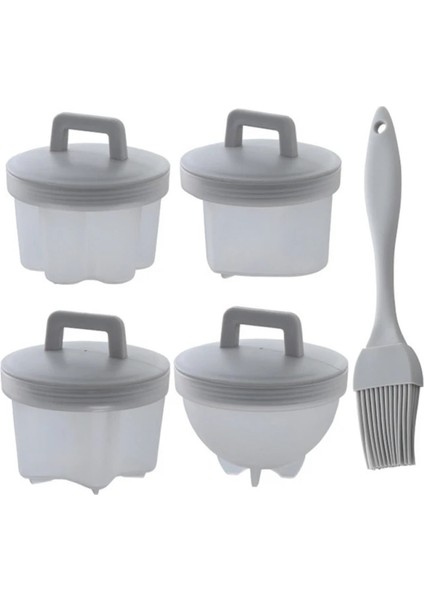 C Stili Set Sevimli Yumurta Kazanı Plastik Yumurta Poacher Seti Kahvaltı Buğulanmış Yumurta Kalıbı Kapaklı Yumurta Kalıbı Formu Fırçalı (Yurt Dışından)