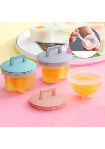 C Stili Set Sevimli Yumurta Kazanı Plastik Yumurta Poacher Seti Kahvaltı Buğulanmış Yumurta Kalıbı Kapaklı Yumurta Kalıbı Formu Fırçalı (Yurt Dışından)