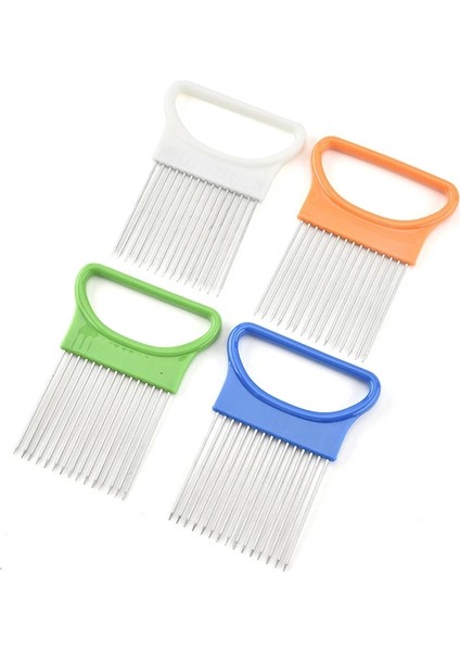 Yeşil Stil Paslanmaz Çelik Soğan Kesici Çatal Meyve Sebze Kesici Dilimleme Domates Kesici Bıçak Kesme Güvenli Yardım Tutucu Mutfak Aksesuarları (Yurt Dışından) modelleri