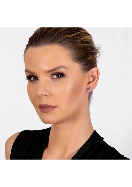 Multicolor Zirkon Taşlı Yonca Yaprağı Tasarım 925 Ayar Gümüş Kadın Küpe