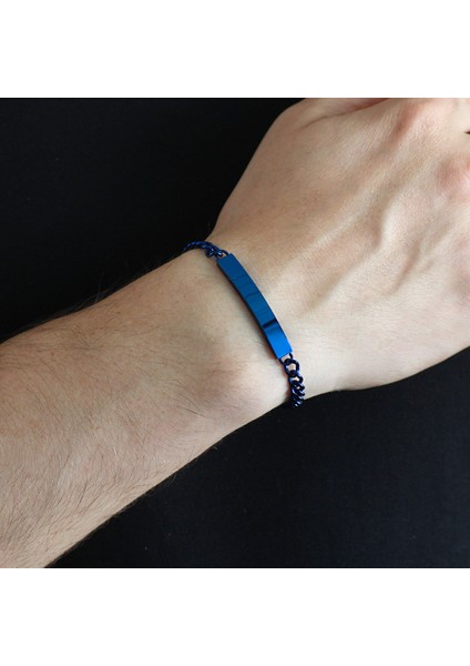 Kişiye Özel Isim Yazılı Lacivert Renk Çelik Erkek Gurmet Bileklik modelleri