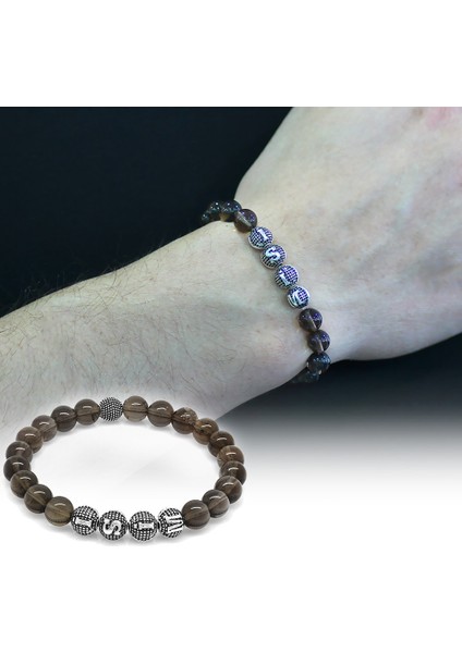 Kuvars Metal Kombinli Kişiye Özel Isim Yazılı Küre Kesim Doğaltaş Bileklik fiyatları