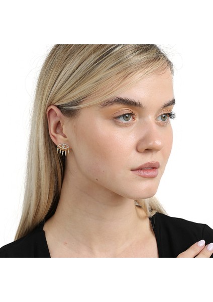 Göz Tasarım Gold Renk 925 Ayar Gümüş Kadın Küpe modelleri