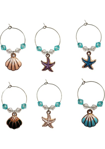 Çeşitli Renk Stili 2.5x2.5cm 6 Adet Okyanus Tarzı Parti Yüzükler Moda Şarap Cam Işaretleyici Şarap Cam Yüzük Cam Kolye Şarap Cam Bardak Yüzük Parti Dekor Için (Yurt Dışından)