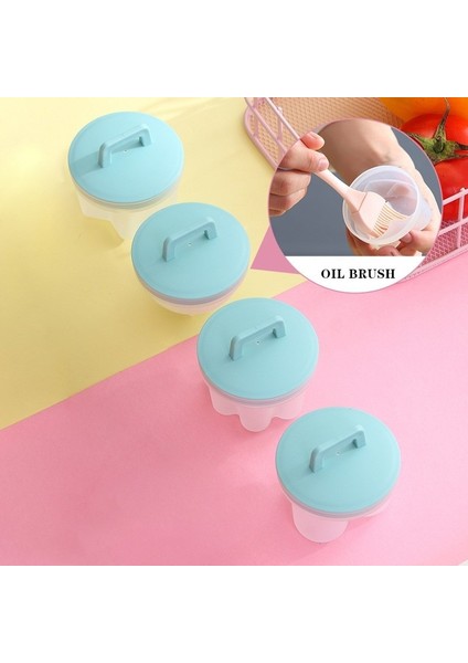 Yeşil Stil Yeni 4 Adet Pratik Sevimli Yumurta Kazanı Plastik Yumurta Kaçak Avcı Seti Mutfak Yumurta Pişirici Araçları Yumurta Kalıp Formu Kapaklı Fırça Gözleme Makinesi (Yurt Dışından)