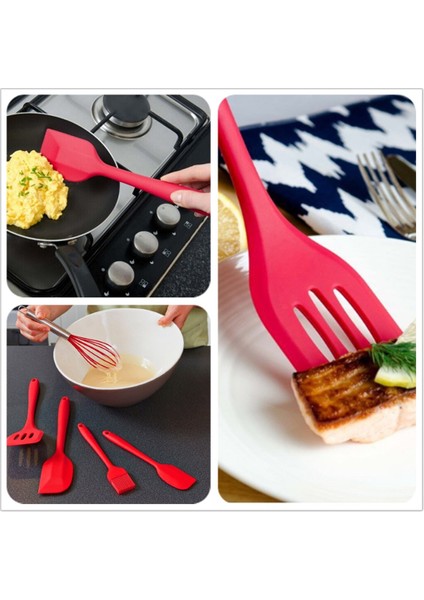 Siyah Stil 5 Adet Mutfak Gereç Seti Silikon Kazıyıcı Yağ Fırçası Yumurta Çırpma Spatula Pişirme Gereçleri Çok Amaçlı Mutfak Kek Alet Seti (Yurt Dışından)