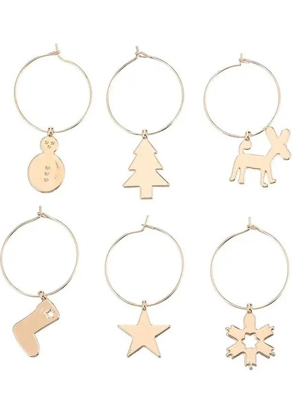 Gösterilen Stil Gibi 6 Adet Metal Bardak Yüzük Noel Prop Şarap Cam Dekorasyon Parti Cam Süsleme Şarap Işaretleyiciler Mutfak Bar Masası Dekoratif Yüzük (Yurt Dışından)