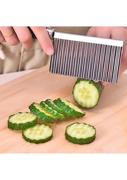 Gümüş Tarzı Patates Dalgalı Kenarlı Bıçak Paslanmaz Çelik Mutfak Gadget Sebze Meyve Kesme Aleti Mutfak Aksesuarları Patates Kızartması Makinesi (Yurt Dışından) fiyatları