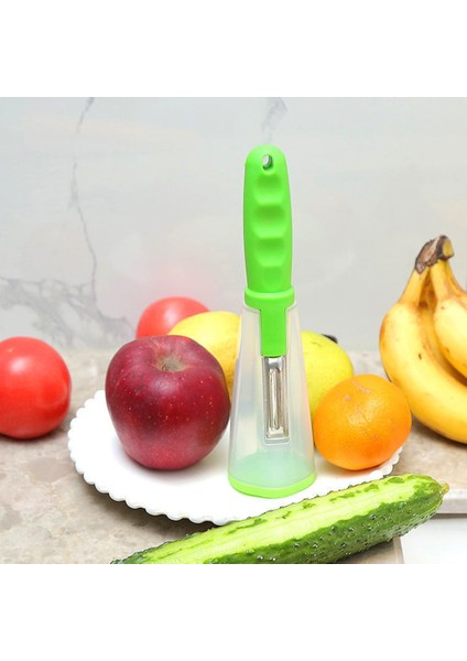 Yeşil Stil Paslanmaz Çelik Soyma Bıçağı Plastik Saklama Kutusu ile Sebze ve Meyve Cilt Soyucu Mutfak Alet Aksesuarları Cocina (Yurt Dışından) indirimleri
