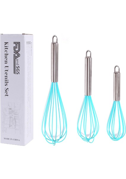 3 Adet Açık Mavi Tarzı Ajoyous Inç Renkli Yumurta Çırpma Paslanmaz Çelik Yumurta Çırpma Mutfak Tel Balon Çırpma Süt Yumurta Çırpıcı Karıştırma Mikser Aracı (Yurt Dışından)