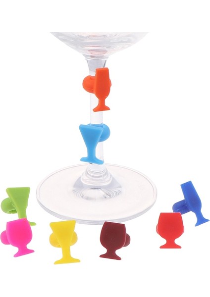 8 Adet Silikon Şarap Kadehi Şekli Şarap Kadehi Işaretleyici Içme Bardağı Tanımlayıcı (Yurt Dışından) fırsatları