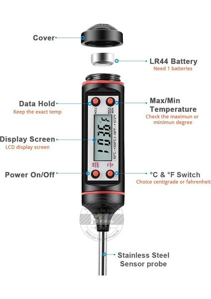Mutfak Gıdalar Termometre Et Su Süt Fırın Dijital Sıcaklık Ölçme Aracı Sensör Metre Termokupl Ev Termometresi (Yurt Dışından) fırsatları
