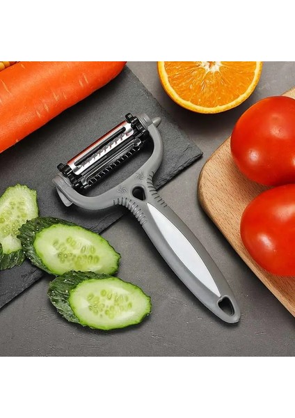 Gri Hızlı Soyma Stili Sebze ve Meyve Hızlı Soyucu Mutfak Aletleri Paslanmaz Çelik Soyucu Çok Fonksiyonlu Pişirme Aleti Patates ve Havuç Rendesi (Yurt Dışından)