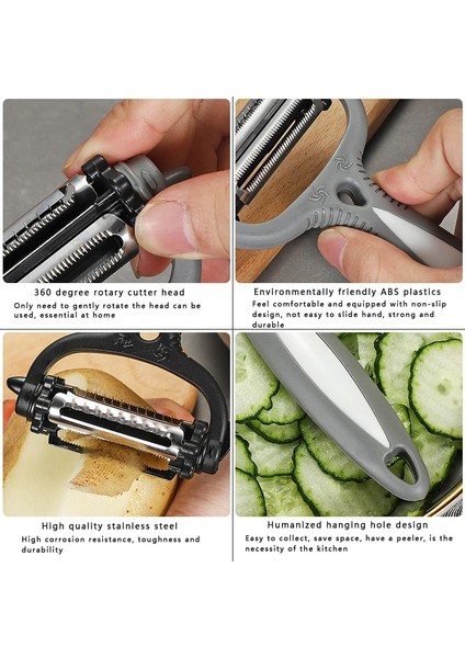 Gri Hızlı Soyma Stili Sebze ve Meyve Hızlı Soyucu Mutfak Aletleri Paslanmaz Çelik Soyucu Çok Fonksiyonlu Pişirme Aleti Patates ve Havuç Rendesi (Yurt Dışından) indirimleri
