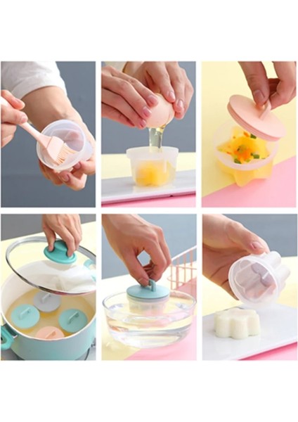 Gri Stil Set Sevimli Yumurta Kazanı Plastik Yumurta Avcısı Seti Yumurta Pişirici Yumurta Kalıbı Kapaklı Şekillendirme Fırçası Gözleme Makinesi Mutfak Ev (Yurt Dışından)