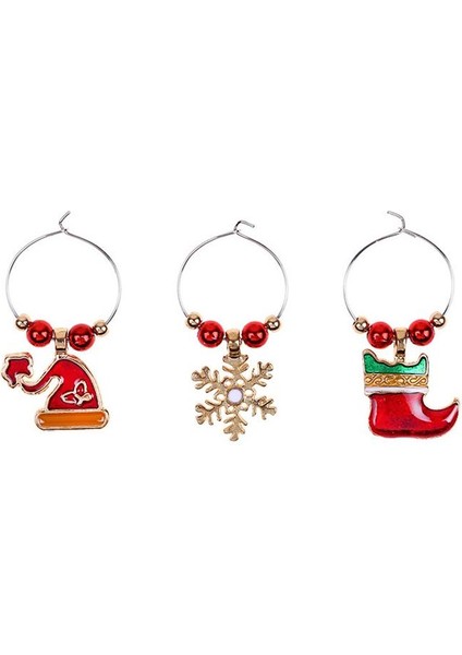 6 Adet Ağaç Noel Baba Şekli Şarap Cam Dekoratif Yüzükler Noel Temalı Kadeh Kolye Ev Partisi Damla Süsler (Yurt Dışından) fiyatları