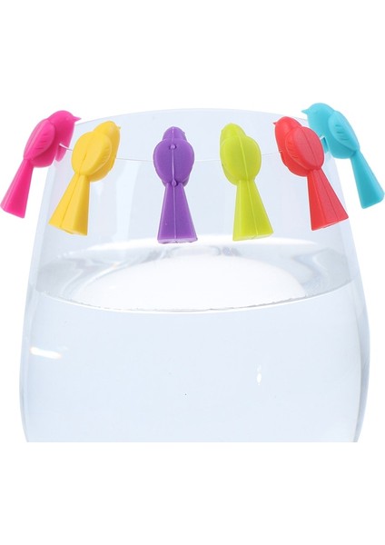 6 Adet Silikon Kuş Göğüsleri Şarap Kadehi Mark Şarap Kadehi Tanıyıcı Bardak Ayırıcı (Karışık Renk) (Yurt Dışından)