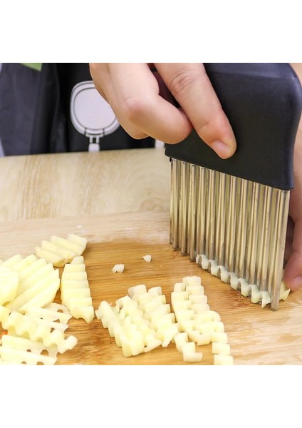 Fotoğraf Renk Stili Paslanmaz Çelik Patates Cipsi Dilimleme Hamur Sebze Meyve Kırışık Dalgalı Dilimleme Bıçağı Patates Kesici Doğrayıcı Fransız Kızartma Makinesi (Yurt Dışından) indirimleri