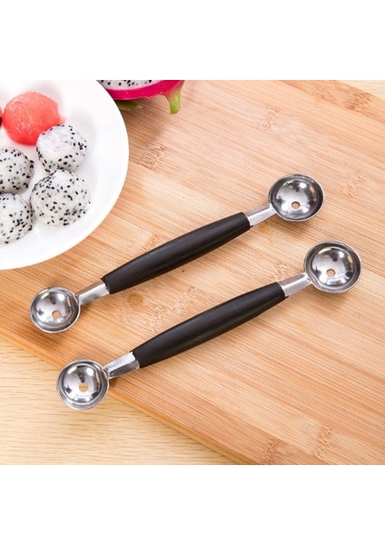 1pc Stainless Steel Double-End Watermelon Dig Ball Spoonıce Cream Spoon Dessert Fruit Scoop Kitchen Gadgets Accessories (Yurt Dışından)