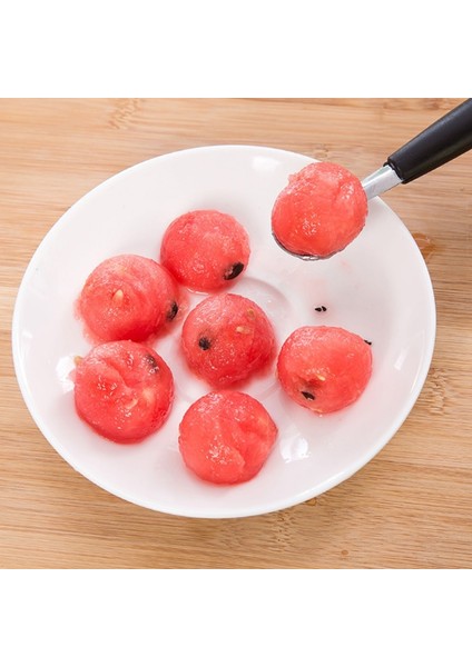 1pc Stainless Steel Double-End Watermelon Dig Ball Spoonıce Cream Spoon Dessert Fruit Scoop Kitchen Gadgets Accessories (Yurt Dışından)