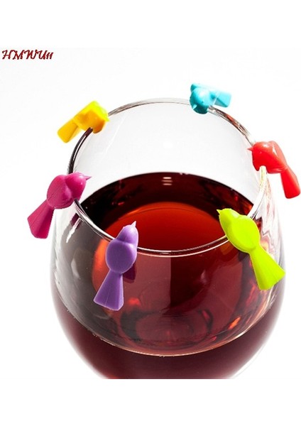 B1.98 Stili 6 Adet Silikon Kuş Şekli Ananas Şekli Yay Şekli Göğüsler Şarap Kadehi Işareti Şarap Kadehi Tanıyıcı Fincan Ayırıcı Sıcak (Yurt Dışından) fiyatları