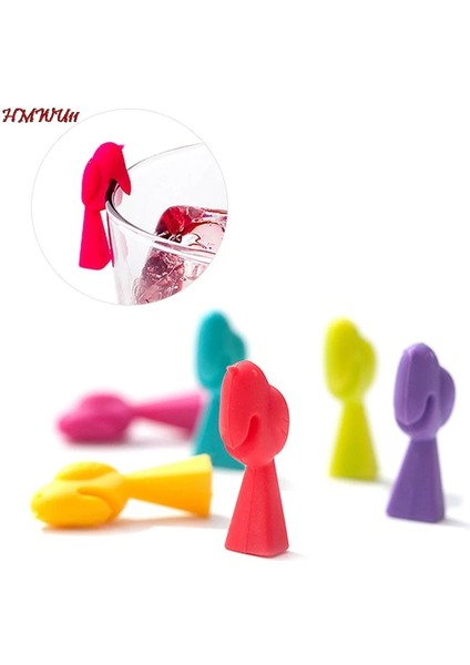 B1.98 Stili 6 Adet Silikon Kuş Şekli Ananas Şekli Yay Şekli Göğüsler Şarap Kadehi Işareti Şarap Kadehi Tanıyıcı Fincan Ayırıcı Sıcak (Yurt Dışından) indirimleri