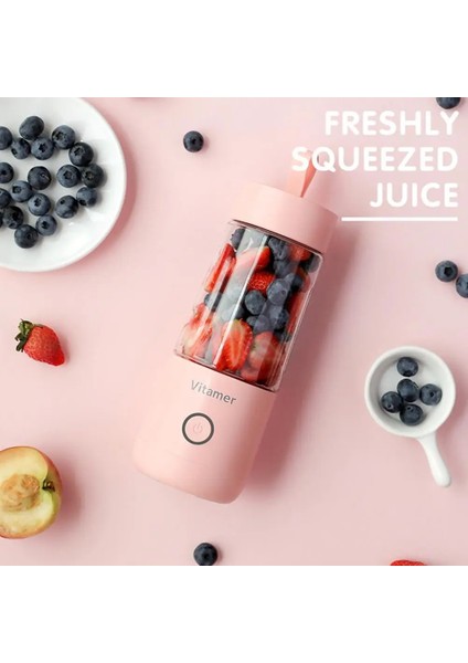 330ML Mavi Stil 350ML Taşınabilir Elektrikli Meyve Sıkacağı USB Şarj Edilebilir Smoothie Blender Makinesi Mini Meyve Sıkma Mikser Bardak Şişe Mutfak Aracı (Yurt Dışından)