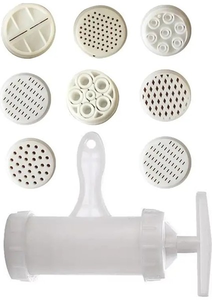 Beyaz Stil Erişte Makinesi Ev Plastik Erişte Presleme Makinesi 7 Presleme Kalıplı E-Şekilli Elle Çalışan Makarna Makinesi (Yurt Dışından)