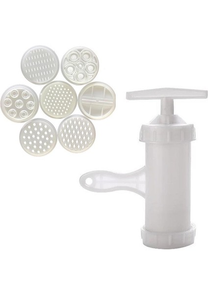 Beyaz Stil Erişte Makinesi Ev Plastik Erişte Presleme Makinesi 7 Presleme Kalıplı E-Şekilli Elle Çalışan Makarna Makinesi (Yurt Dışından) fiyatları
