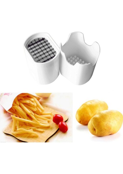 Patates Cipsi Kesme Kutusu Pres Kesici Bardak Plastik Dilimleme Doğrayıcı Cips Patates Kızartması Yapma Aracı Patates Kesme Mutfak Aletleri (Yurt Dışından)