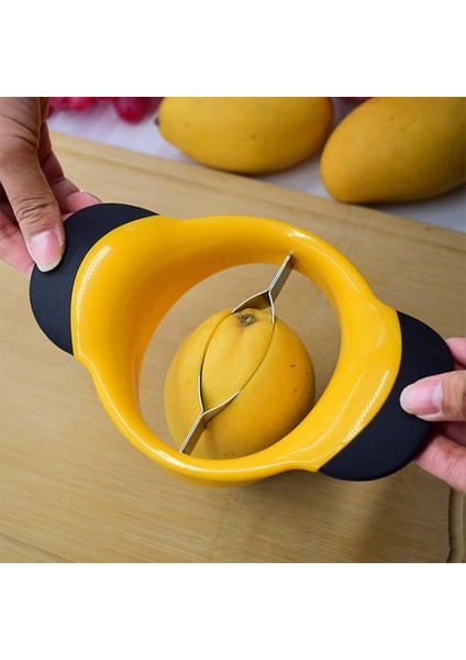 Sarı Stil Mango Dilimleme Paslanmaz Çelik Mango Kesiciler Kauçuk Kaymaz Kollar Tart Soyucu Mango Soyma Bıçağı (Yurt Dışından)
