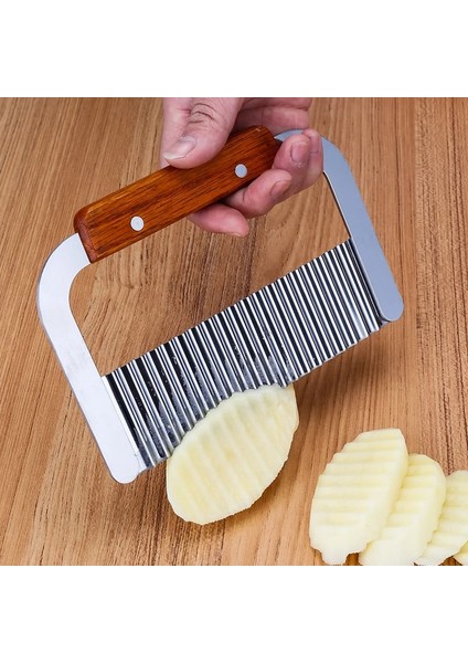 Büyük Stil Dalgalı Kırışık Paslanmaz Çelik Kesme Aleti Serrator Salata Doğrama Bıçağı ve Sebze Patates Kızartması Dilimleme Çelik Bıçak (Yurt Dışından) modelleri
