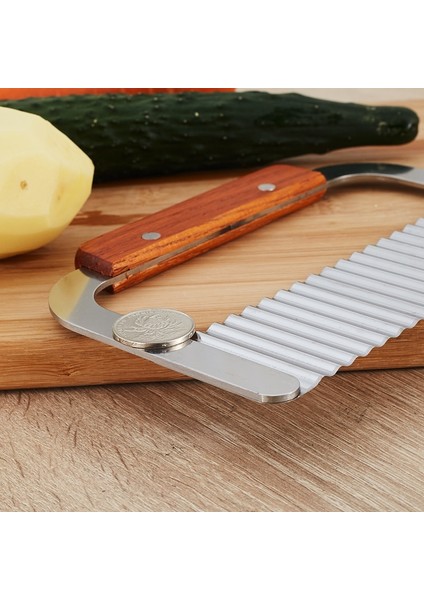 Büyük Stil Dalgalı Kırışık Paslanmaz Çelik Kesme Aleti Serrator Salata Doğrama Bıçağı ve Sebze Patates Kızartması Dilimleme Çelik Bıçak (Yurt Dışından) fırsatları