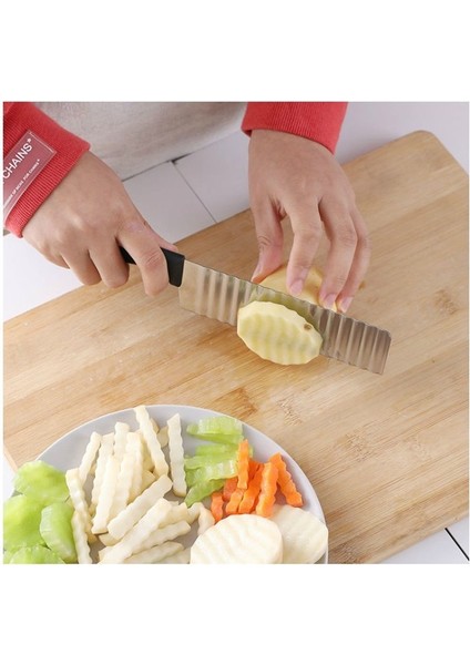 Pembe Tarzı Fransız Paslanmaz Çelik Dalga Bıçağı Ev Patates Kesme Kavun ve Meyve Patates Kızartması Kesici Oluklu Başak Kesici (Yurt Dışından) fiyatları