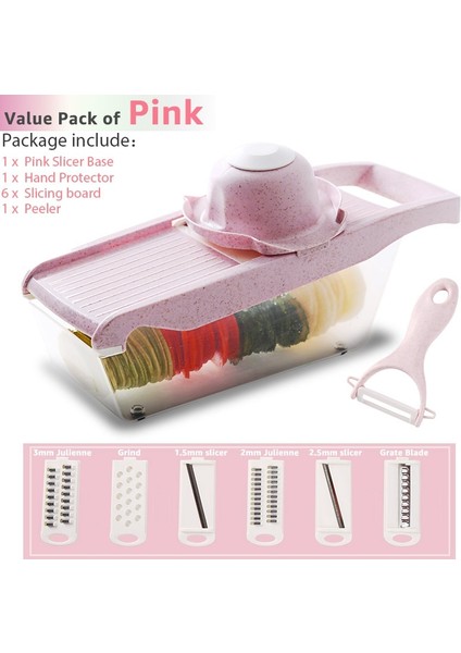 Kutu Stili ile Pembe Renk Sebze Kesici Mandoline Çok Dilimleme Meyve Soyucu Patates Peynir Rende Doğrayıcı Mutfak Kesme Aksesuarları Araçları (Yurt Dışından)