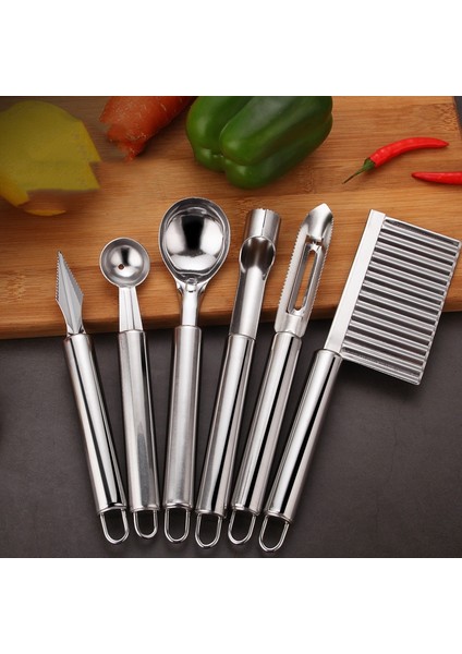 Bir Stil 1 Adet Paslanmaz Çelik Mutfak Aleti Meyve Sebze Bıçak Tart Oyma Bıçağı Karpuz Kazma Topu Kaşık Patates Soyucu 6 Stil (Yurt Dışından) fiyatları