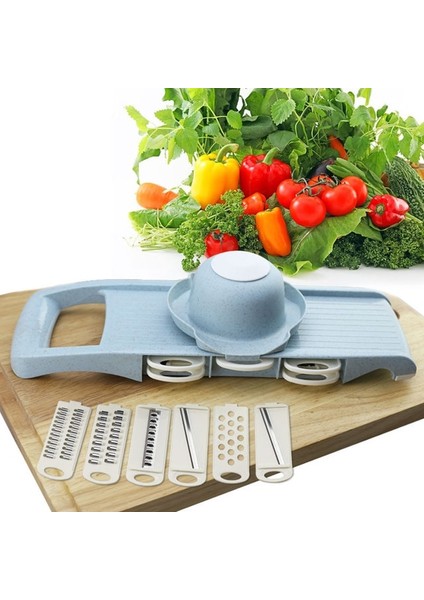 Mavi Renk Stili Sebze Kesici Mandoline Çok Dilimleme Meyve Soyucu Patates Peynir Rende Doğrayıcı Mutfak Kesme Aksesuarları Araçları (Yurt Dışından)