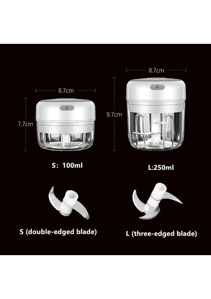 Beyaz 100ML Stili ml Elektrikli Sarımsak Doğrayıcı Sebze Et Biber Kesici Ezici Sarımsak Pres Makinesi USB Şarj Mutfak Aracı (Yurt Dışından) fiyatları