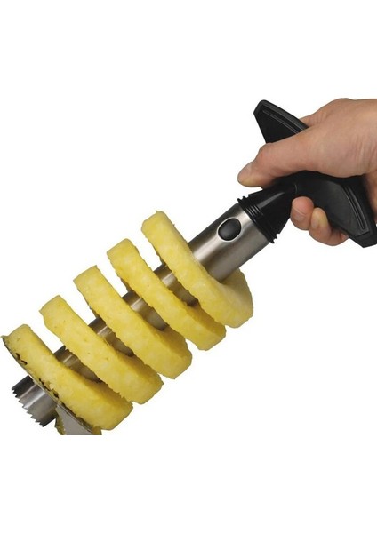02SIYAH Toka Tarzı Paslanmaz Çelik Ananas Kesici Soyucu Meyve Tart Dilimleme Spiral Bıçak Manuel Ananas Kesme Makinesi Mutfak Pişirme Aletleri (Yurt Dışından)