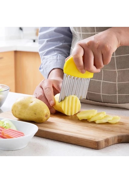 Açık Yeşil Tarzı Dalgalı Soğan Patates Dilimleri Buruşuk Patates Kızartması Salata Oluklu Kesme Doğranmış Patates Dilimleri Bıçak (Yurt Dışından) indirimleri