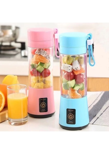 Mavi Stil 6 Bıçak Mini Taşınabilir Mikser Elektrikli Sıkacağı Makinesi USB Şarj Edilebilir Meyve Sıkacağı Bardak Ev Suyu Blender Meyve Mutfak Robotu (Yurt Dışından)