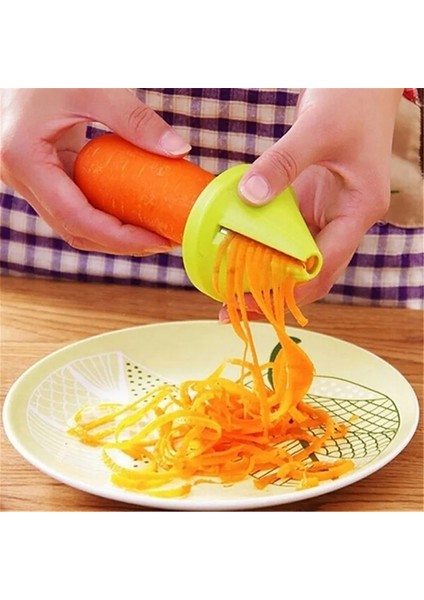 Kırmızı Stil 1 Adet Sebze Doğrayıcı Moda Mutfak Gadget Huni Sebze Salatalık Havuç Turp Salata Kesici Parçalama Bıçağı Spiral Cihaz (Yurt Dışından)