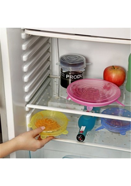 Mavi Stil 6 Adet Silikon Tencere Kapağı Evrensel Silikon Kapak Streç Tencere Kapakları Gıda Sarma Kase Pot Çanak Kapak Mutfak Aksesuarları (Yurt Dışından) fiyatları