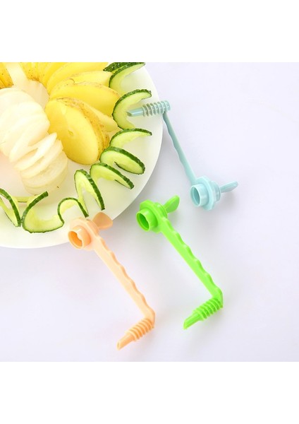 3 Adet Rastgele Stil Tring Döndür Patates Dilimleme Paslanmaz Çelik + Plastik Bükülmüş Patates Dilim Kesici Spiral Dıy Manuel Yaratıcı Mutfak Gadget'ı (Yurt Dışından)