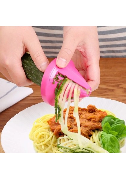 Kırmızı Stil 1 Adet Sebze Doğrayıcı Moda Mutfak Gadget Huni Sebze Salatalık Havuç Turp Salata Kesici Parçalama Bıçağı Spiral Cihaz (Yurt Dışından)