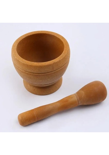 Ahşap Renk Stili Havaneli Öğütücü Ahşap Beyaz Öğütücü Harç Öğütme Kase Sarımsak Pres Ot Biber Karıştırma Potu Mutfak Aracı (Yurt Dışından)