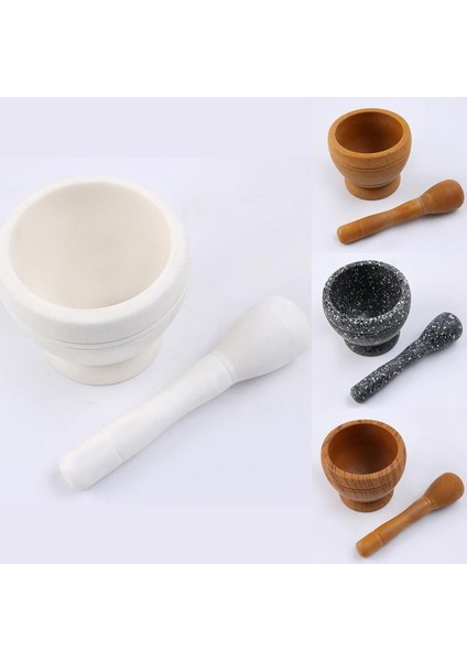 Ahşap Renk Stili Havaneli Öğütücü Ahşap Beyaz Öğütücü Harç Öğütme Kase Sarımsak Pres Ot Biber Karıştırma Potu Mutfak Aracı (Yurt Dışından) modelleri