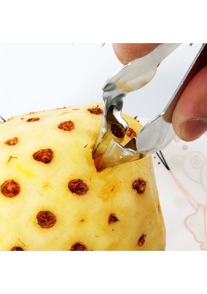 Gümüş Tarzı Ananas Göz Tartı Klip Soyucu Paslanmaz Çelik Soyucu Dilimleyiciler Basit Çilek Bıçağı Kesici Pratik Tohum Kaldırma Meyve Araçları (Yurt Dışından) fırsatları